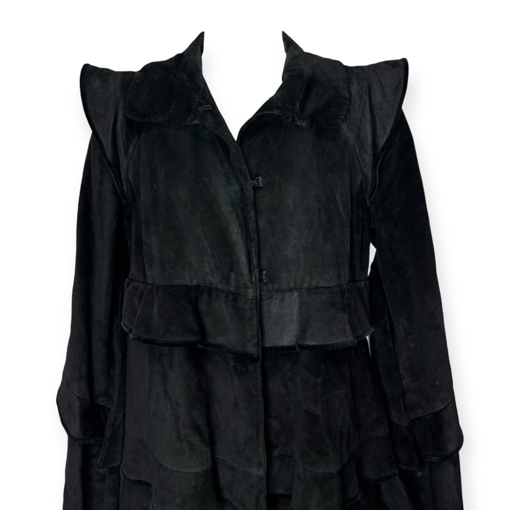 Yves Saint Laurent Black Suede Layered Coat - Picture 2 of 4
